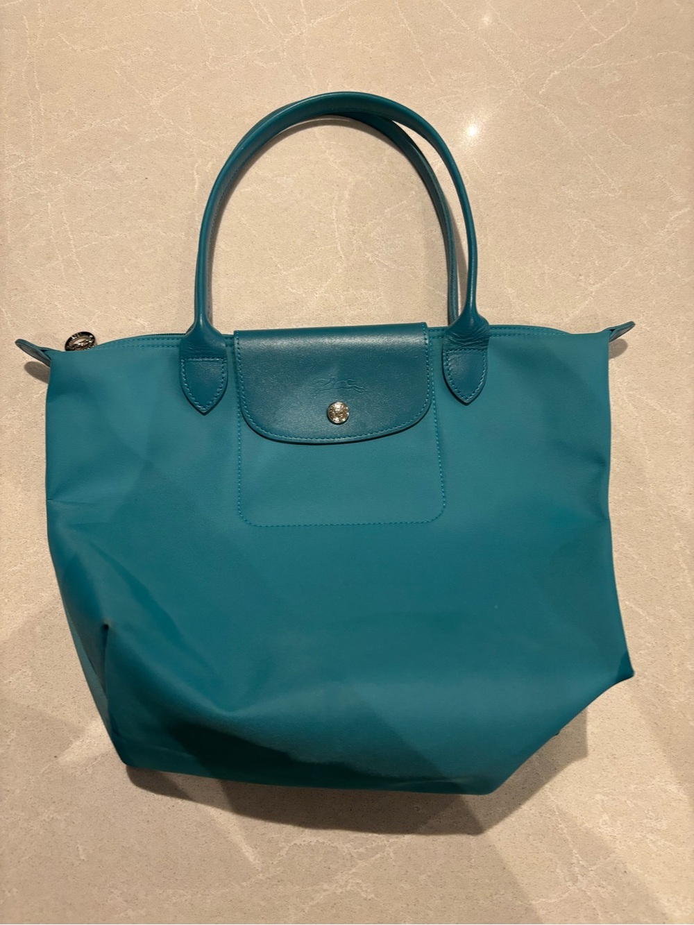 Longchamp Le Pliage Planètes / Néo Medium Tote Bag - Monochrome Turquoise Blue